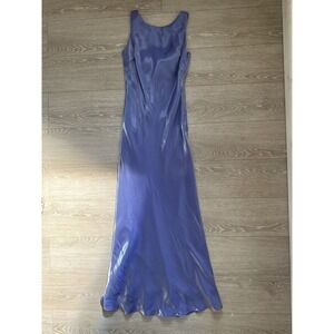 Vintage De Laru Iridescent Lavendar Satin Maxi Gown Dress Y2K Prom Evening 90s